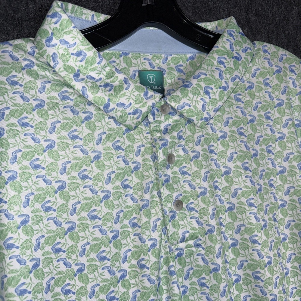 Pro Tour Polo Shirt Mens 2XL Toucans Golf Performance Moisture Wick Cool Play‎